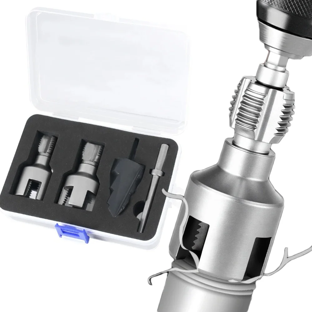 Triple Flute Counterbore Drill Bit for Pipe Threader Internal External Threading Compatible with DN15 and DN20 Pipes