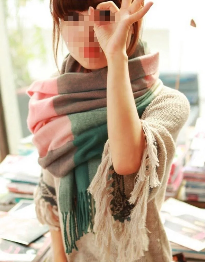 Fashion Winter Womens Scarf warm thick Long Plaid Shawl Wrap Cashmere Lattice Large Scarves Gifts