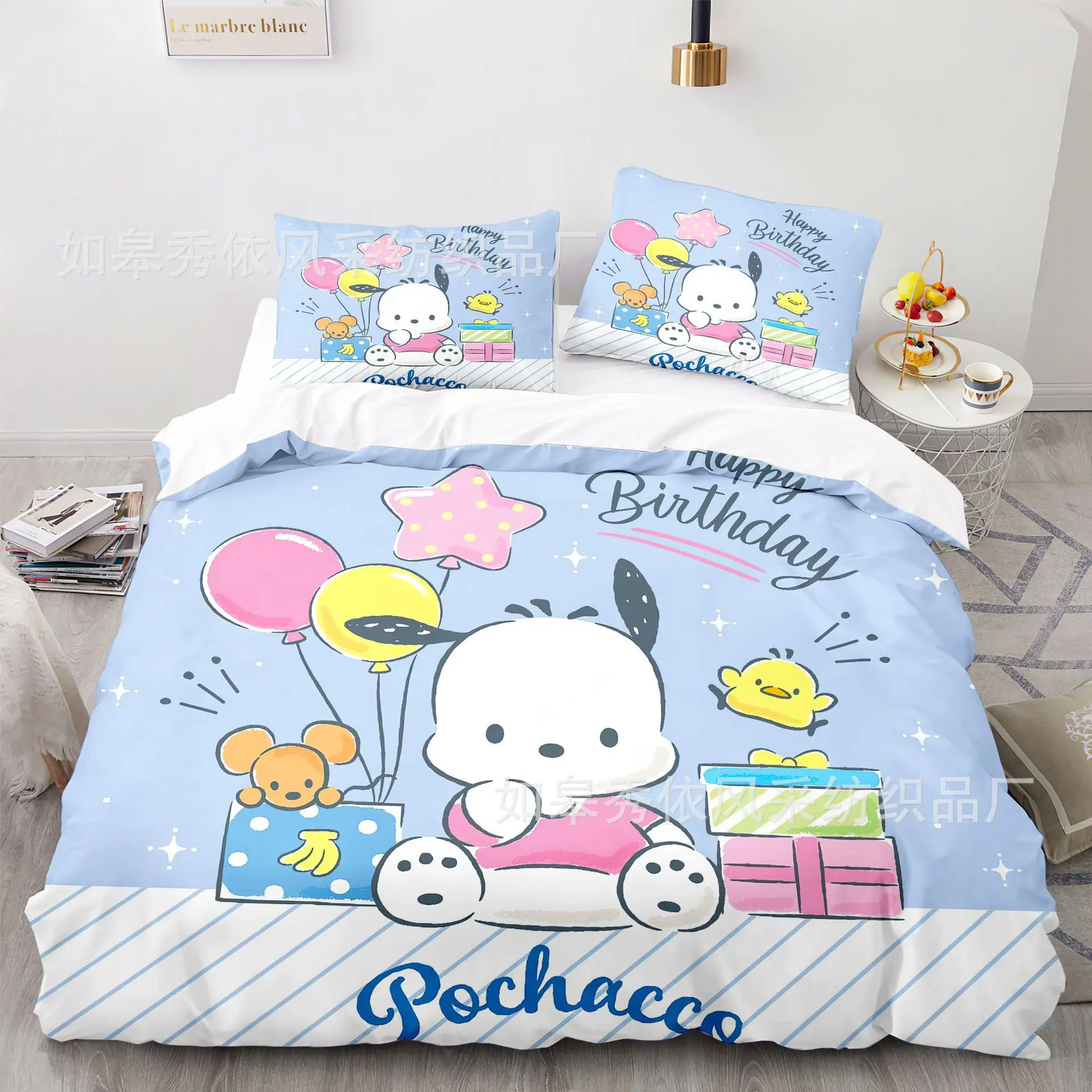 Cartoon Pochacco Bedding Sets Comforter Quilt Bed Cover Duvet Cover Pillow Case 2-3 Pieces Sets Kids Adult Size Bedroom Decor