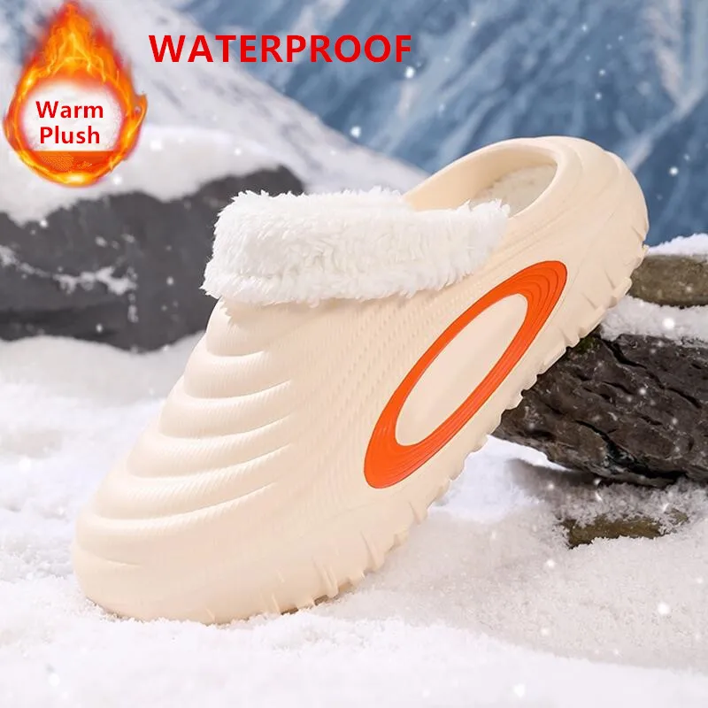 

New Fashion Winter Warm Couple Slippers Warm Plush Men Slippers EVA Waterproof Men's Garden Shoes Indoor Slip on Cotton Shoes