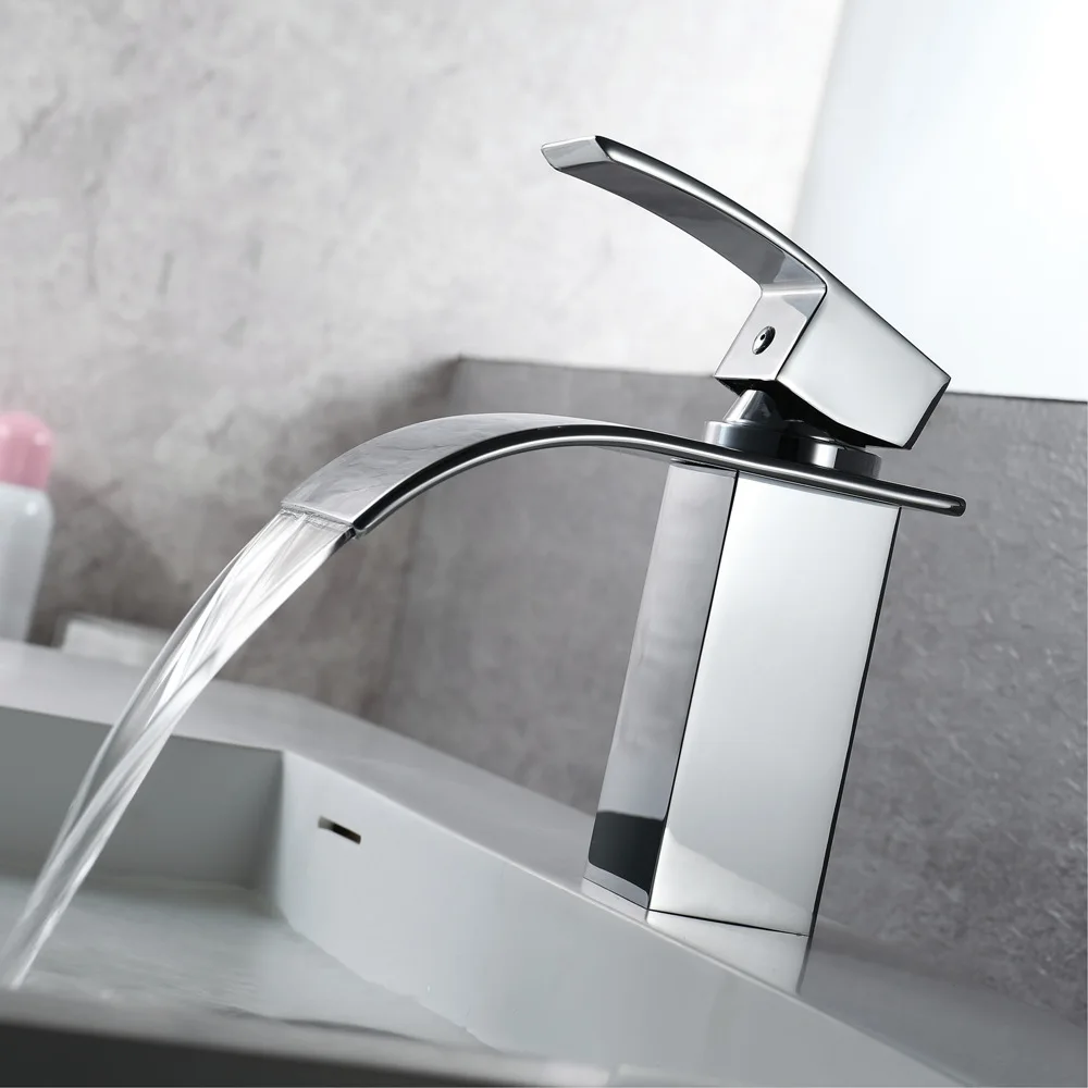 Hot And Cold Bathroom Toilet Wash  Basin Faucet Counter Basin Chrome Waterfall Faucet