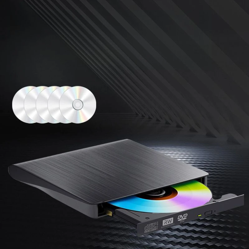 USB 3.0 External DVD CD Drive, Brushed Surface Portable Optical Drive, Laptop External Disc Burner Writer
