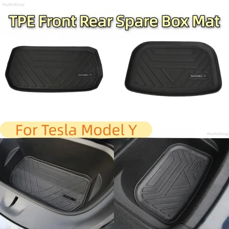 TPE Pad Front Rear Mat for Tesla Model Y Mat Interior Accessories Trunk Cargo Tray Floor Mats with Modely Trunk Protective Pads