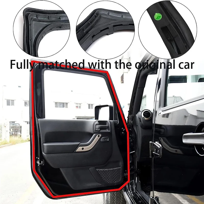 1Pair Front Door Seal Trim Kit For Jeep Wrangler JK 2007-2018 Weather Stripping Kit 55395274AW 55395275AW