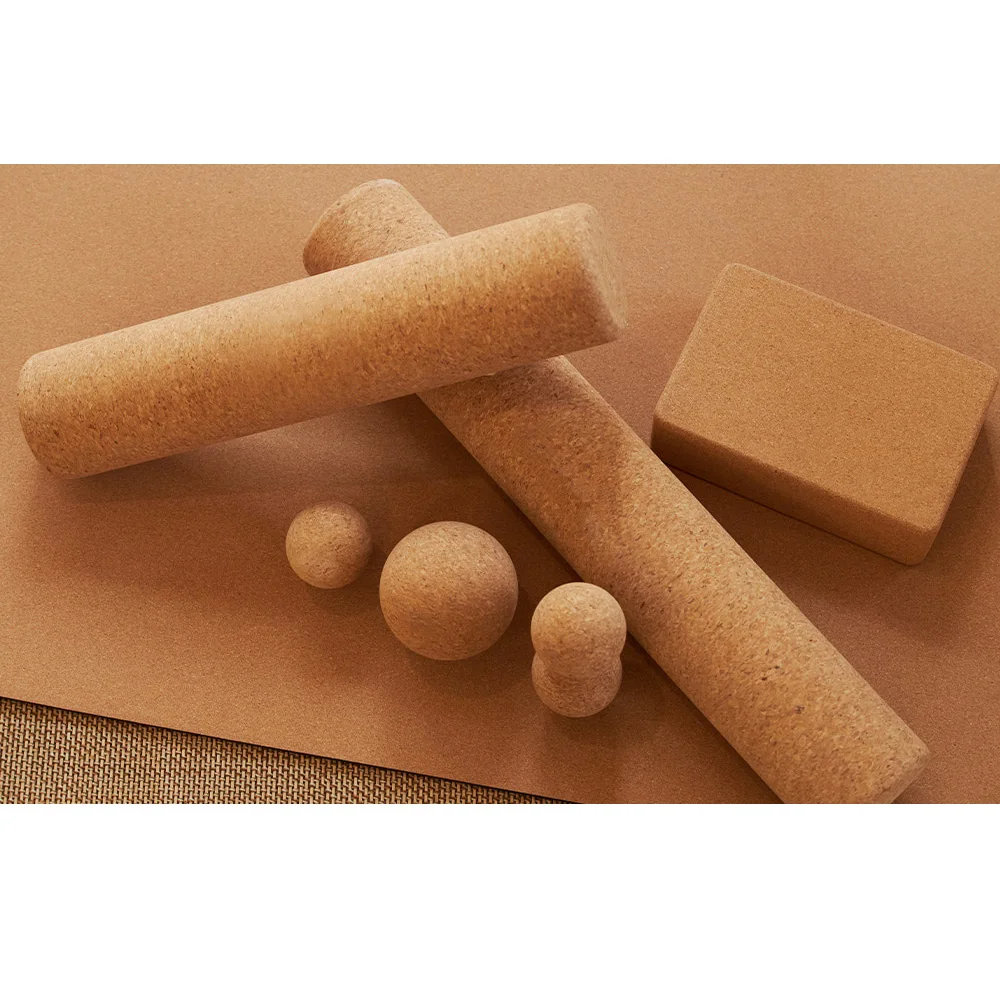 Yoga Wooden Sports Massage Cork Roller Set Fitness Gym Pilates
