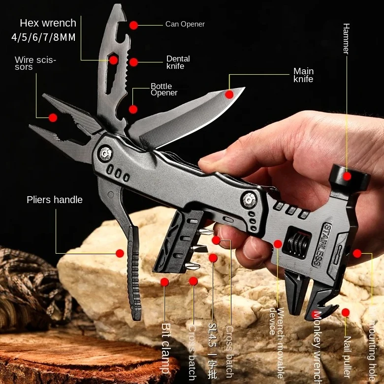 

Stainless Steel Multitool Pliers with Claw Hammer & Nylon Sheath for Outdoor Survival Camping Hiking