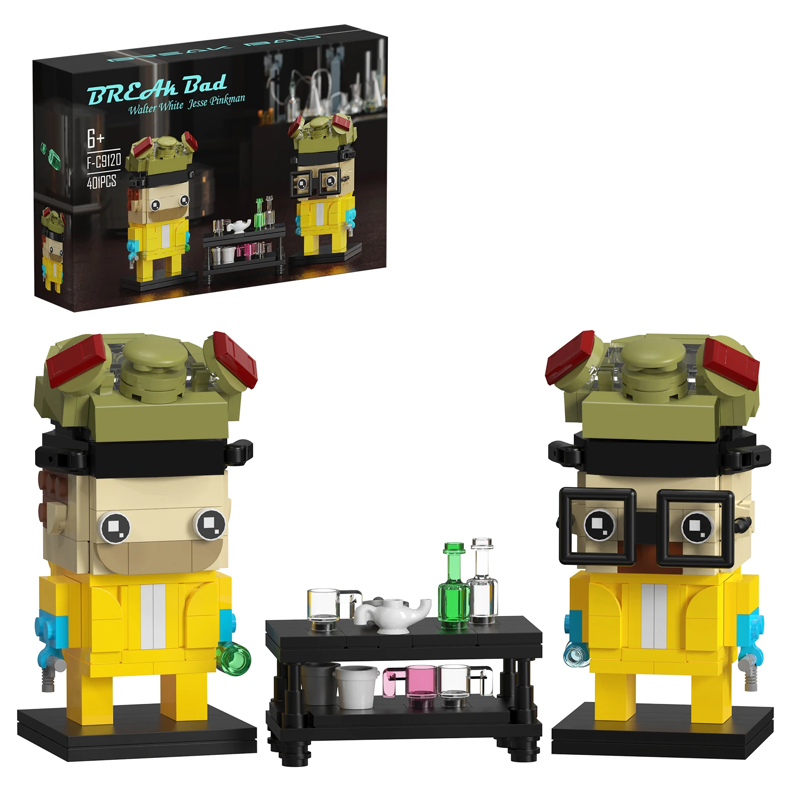 

BuildMoc New Breaking Bad Pinkman Walter White And Pink Brickheadz Building Block Set Figures Toy For Children Kid Birthday Gift