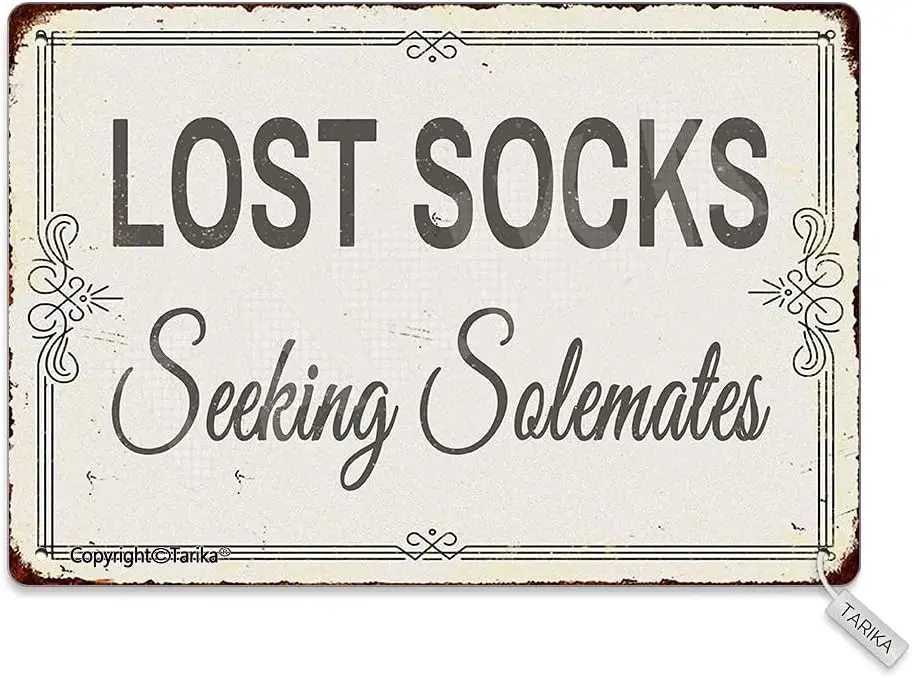 Vintage Metal Sign Lost Socks Seeking Solemates Tin Poster Home Decor Plaque Wall Decoration For Shop Room 8x12 Inches