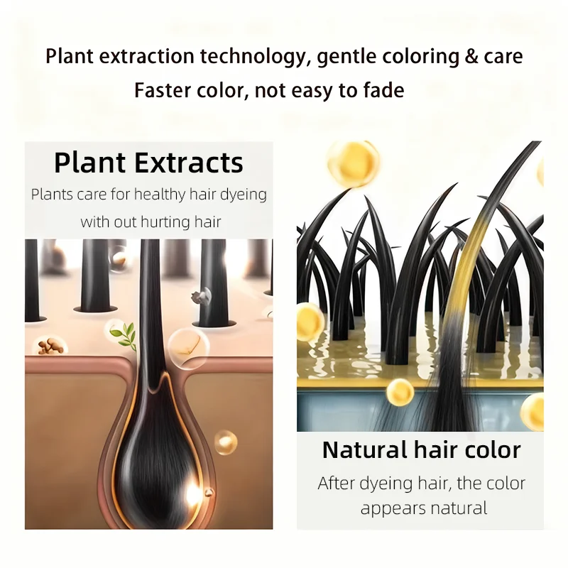 Immagine 6: Shampoo colorante per capelli neri ossidiana 4 in 1, colore a lunga durata, effetto istantaneo naturale, copertura nera, ingredienti vegetali naturali