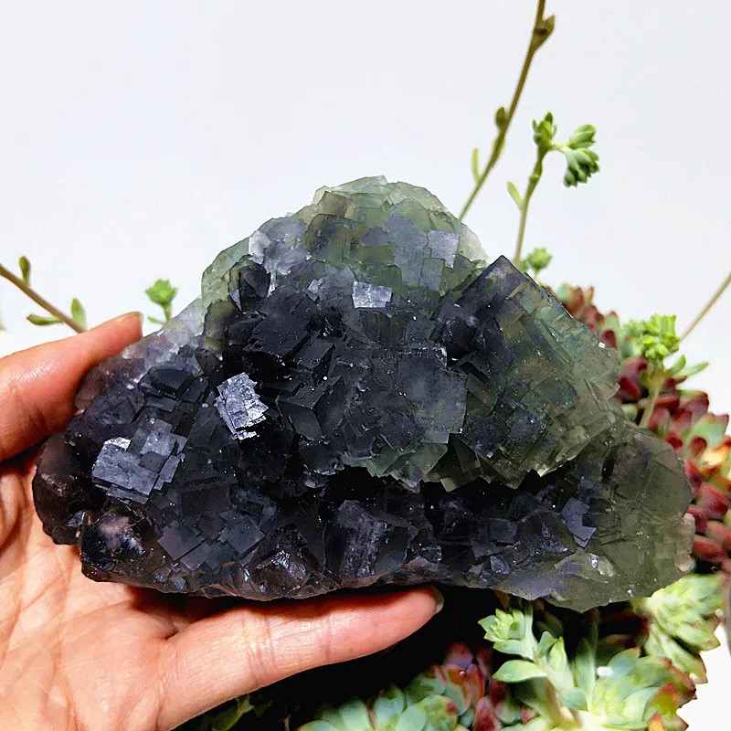 Pierres Naturelles Bloc de Fluorite Verte Diamantée Échantillons Minéraux Sorcellerie Guérison Spirituelle Chakra Feng Shui Décoration de Chambre