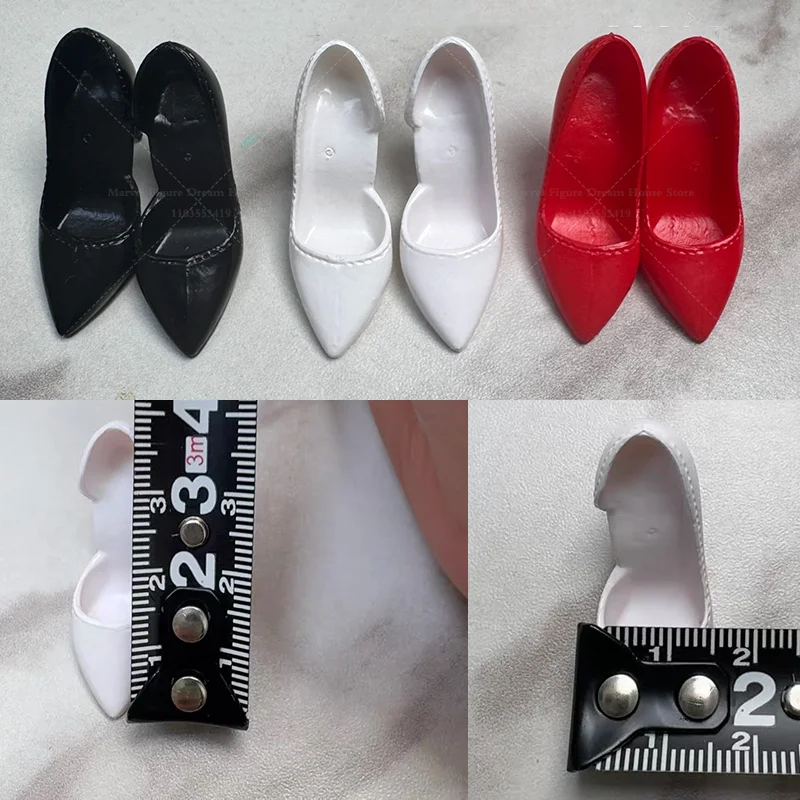 

Женская обувь в масштабе 1/6, красного/белого/черного цвета, простой и универсальный стиль, полые туфли на высоком каблуке с острым носком для 12-дюймовой фигурки солдата.