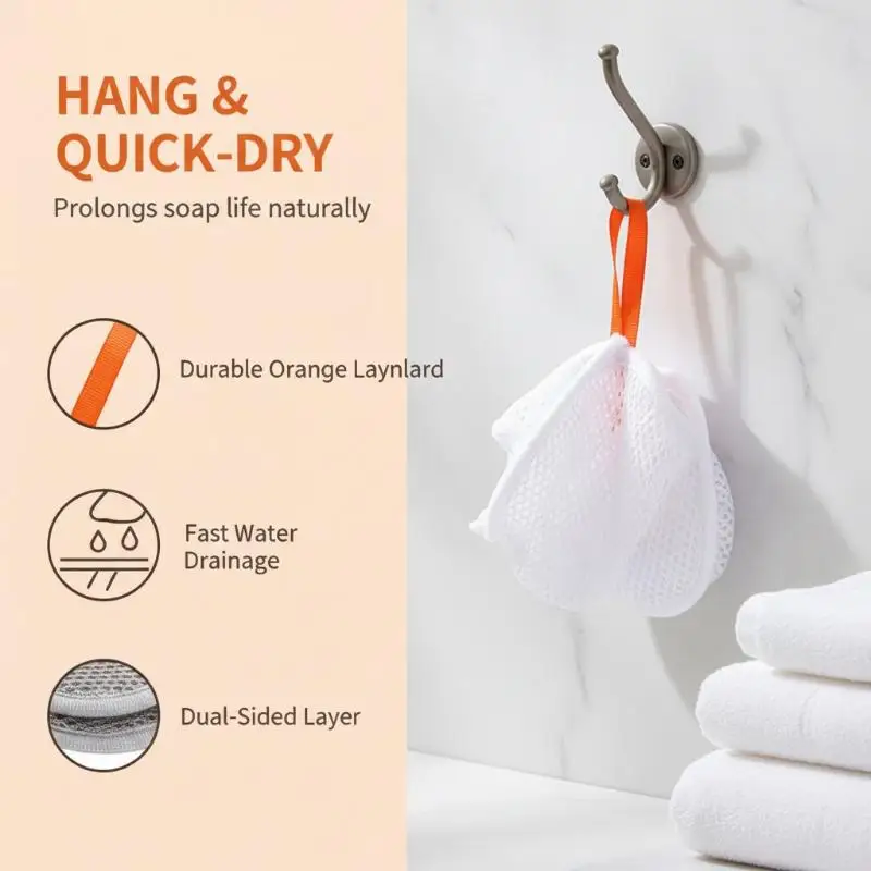 8Pcs Soft Foaming Soap Net Bag Exfoliating Bath Pouch Reusable Gentle Bubble Maker for Face Body Shower Daily Use