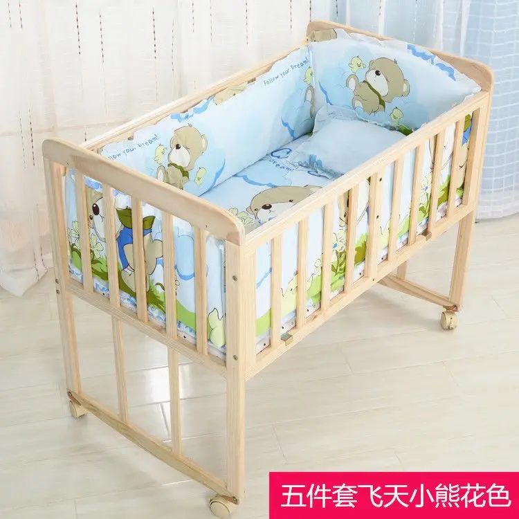 Crib  soft frbric 5 in 1  90cm long  50cm wide cotton baby bedding full set of  mattress fence  baby playpen not include bed