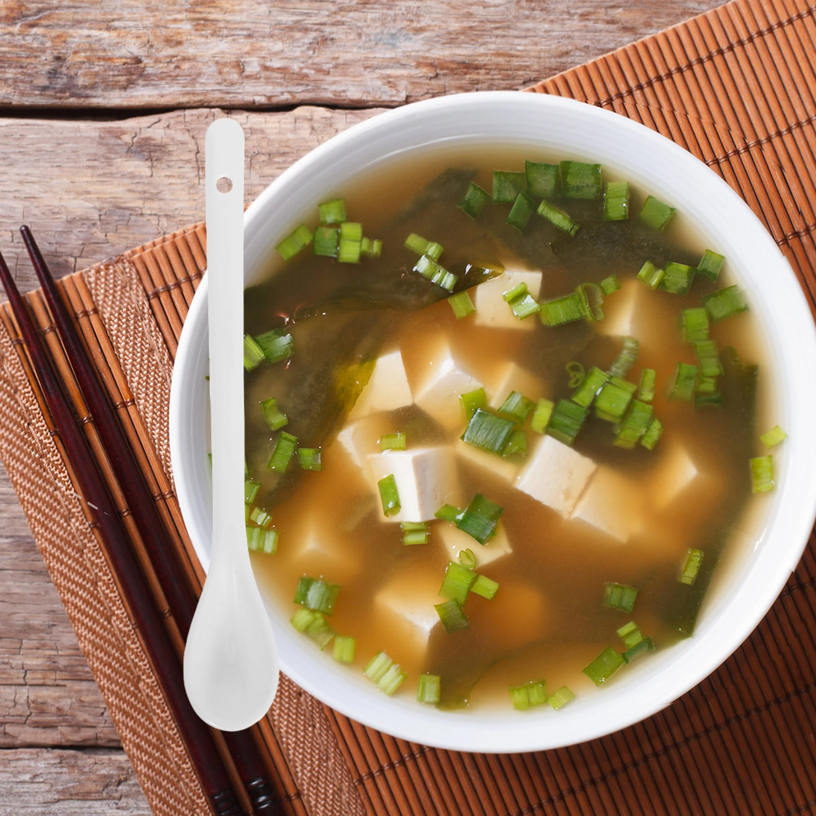 

5Pcs Porcelain Soup Spoons Large Size Reusable Ceramic Cutlery Long Handle Suitable Home Restaurant Hotel Soup Spoon