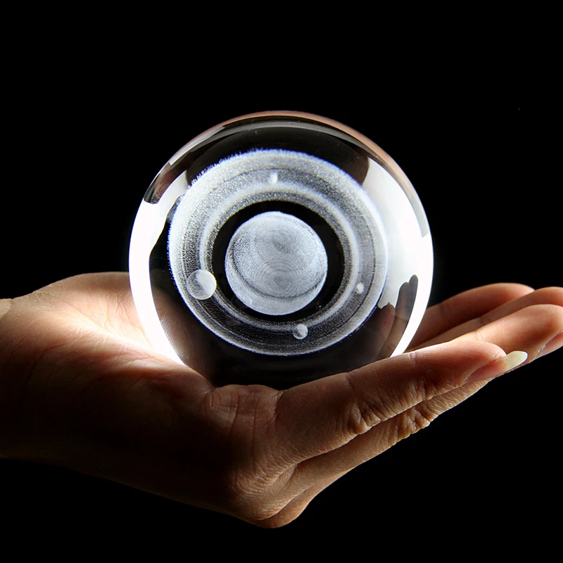 3D Laser Engraved Saturn Crystal ball Miniature Universe Model Planet Glass Ball Global Home Decoration Planetarium Gift