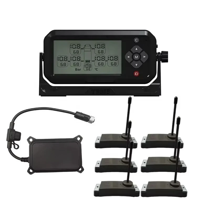 RS232 24v truck alarm system 6-wheel universal digital TPMS CE certified tire pressure monitoring system IP67 waterproof