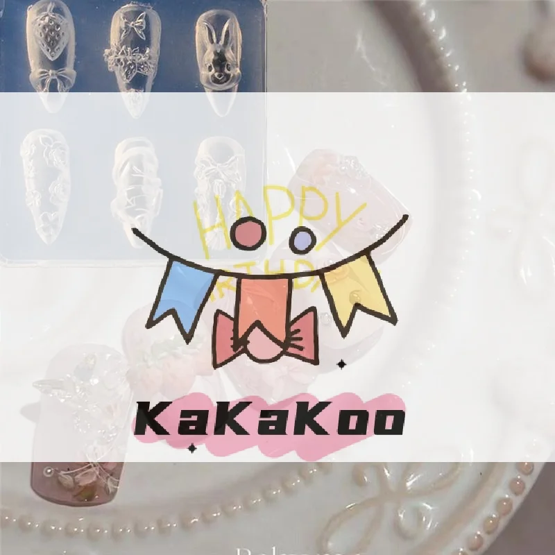 1개 레이스 리본 딸기 3D 실리콘 몰드 DIY 네일 아트 장식 만화 토끼 꽃 투명 몰드 매니큐어 디자인 도구