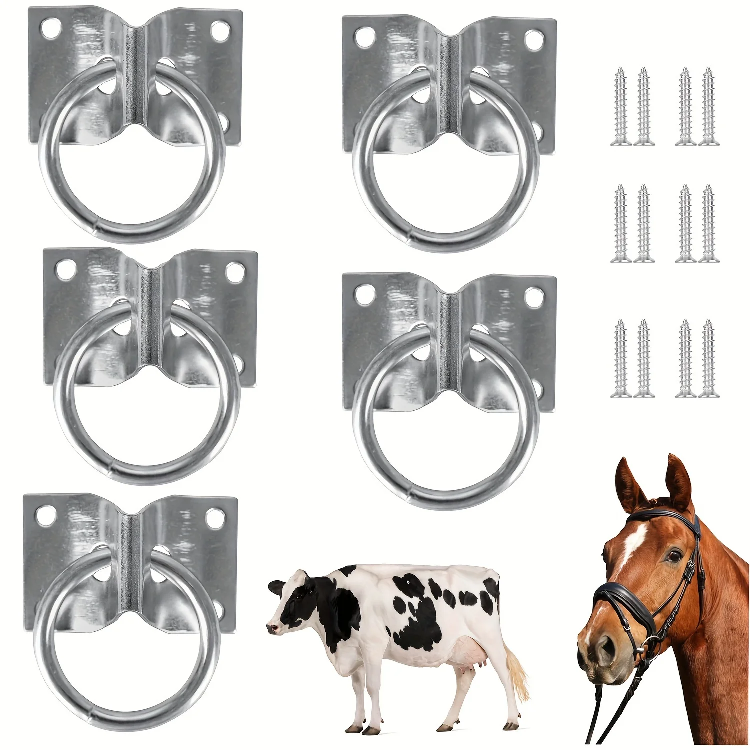 Horse Harness and Accessories, Humanized Anti Horse Retraction Stainless Steel Ring Eye Screws Hooks