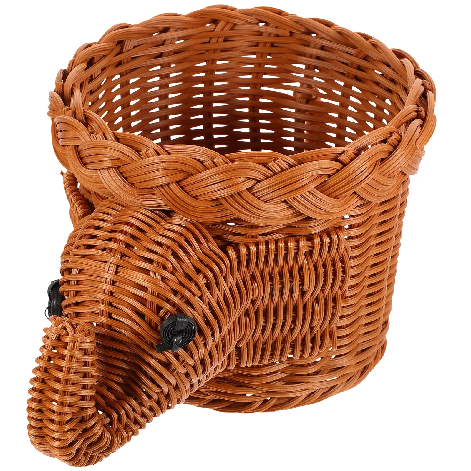 

Wicker Snack Basket Elephant Shape Light Coffee Small Size Suitable Kitchens Fruits Vegetables Food Displays Parties Imitation