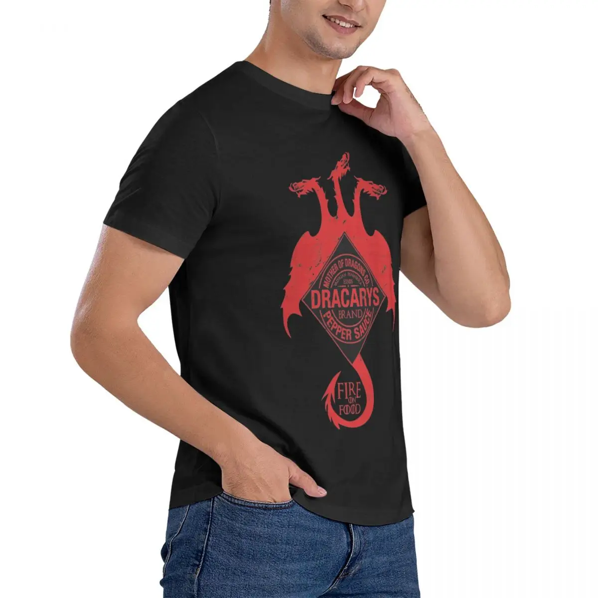 Red Dragon H-Houses T-Targaryenes T-Shirt Summer Street Style T Shirts 100 Cotton Harajuku Tee Shirt For Men Short Sleeves Tops