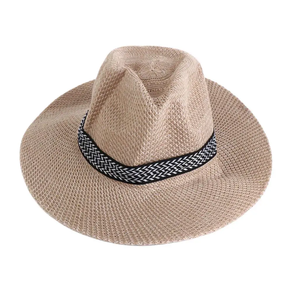 Hat Fashion Bohemia Style Travel Dad Bowler Hat Beach Panama Hat Solid Color Old Man Sun Hat Middle-aged Men Straw Hat