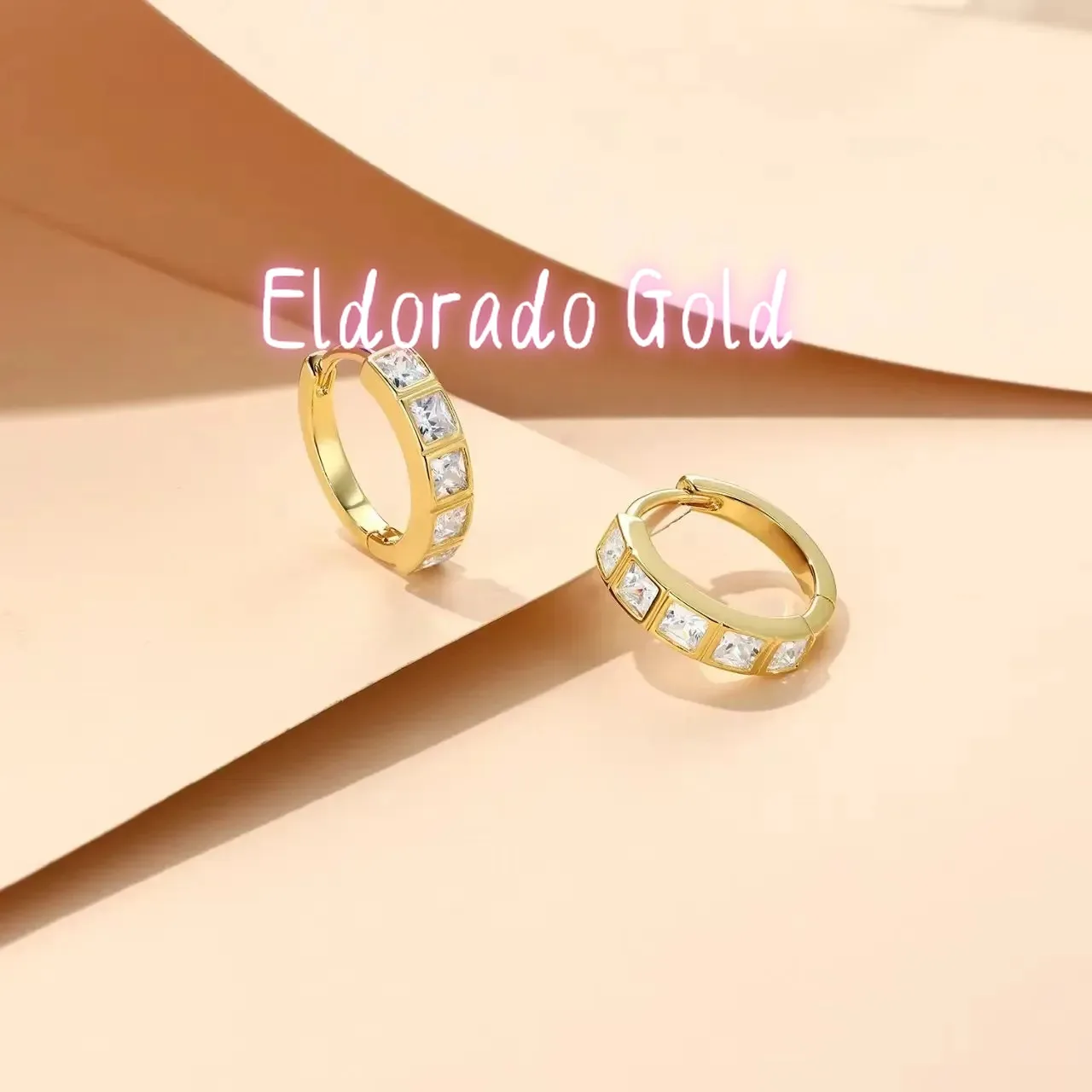

Eldorado Gold Eldorado Eldorado Luxury 100% Real 18k Women's Diamond Ear Buckle Princess Square Moissanite Ear Ring