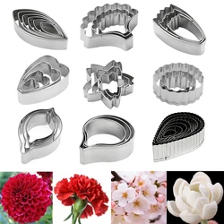 Poinsettia Rose Dahlia Petal Leaf Cutter Set Stainless steel Candy Biscuit Fondant Cookie Cutters, Cake Decorating Tools