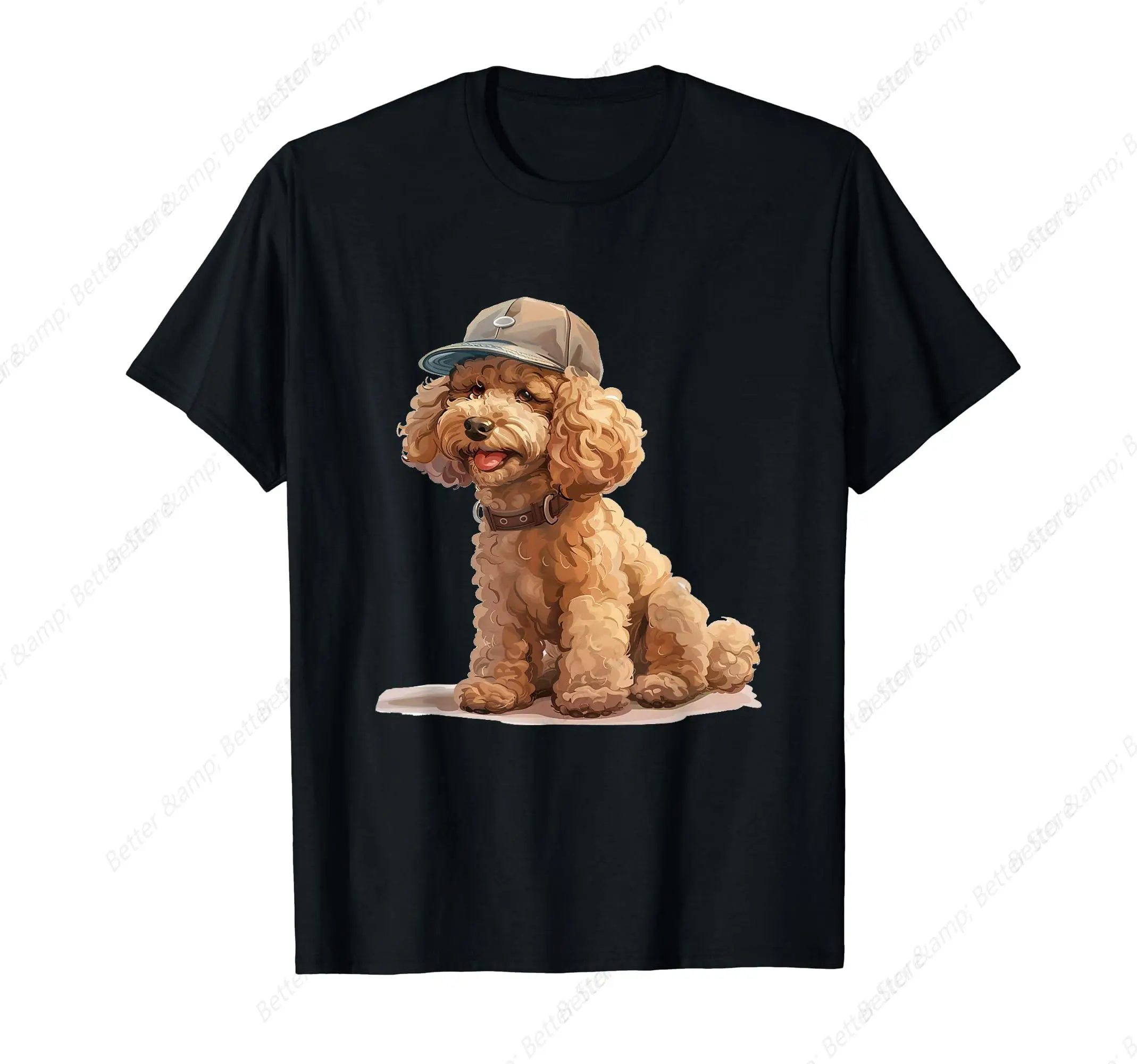 

Poodle Watercolor Dog Wearing Baseball Hat T-Shirt Men Women Short Sleeve T Shirt Streetwear