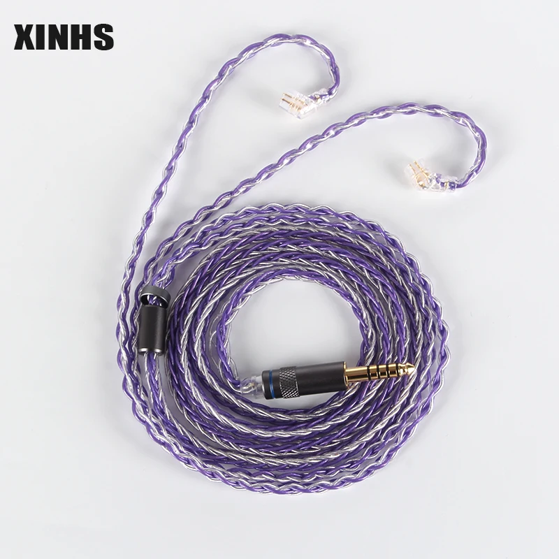 XINHS Silver-Purple Copper Earphone Cable 2.5mm 3.5mm 4.4mm