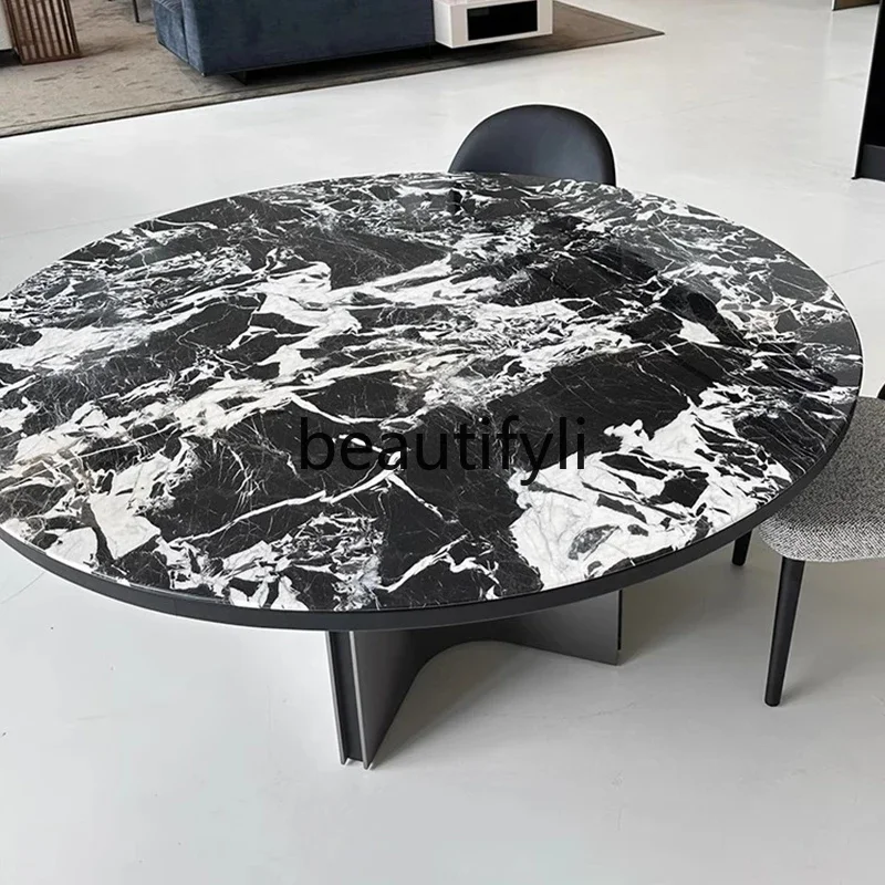 

Villa marble dining table and chair combination Italian modern light luxury dining table