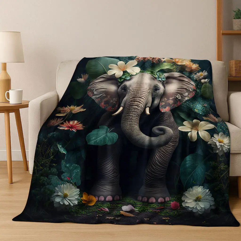 

26 Style Wisdom Elephant Cartoon Flannel Blanket,Cozy Soft Throw Blanket for Home Bedroom Bed Sofa Picnic Office Cover Gift Kids