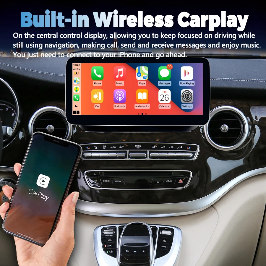 For Mercedes Benz V-Class W447 V260 V250 V220 Android 13 Qled Screen CarPlay GPS Navigation Car Radio Multimedia Video Player