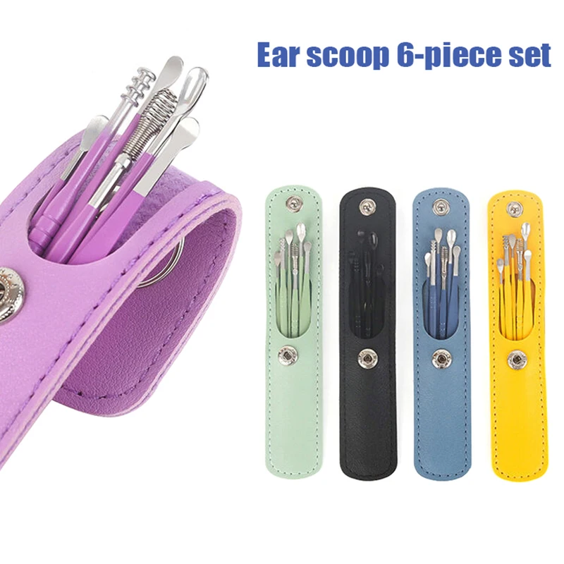 6 pz/set Multicolor Ear Cleaner Wax picker Earpick Wax Remover Curette Ear Pick Cleaner Kit cucchiaio Care Ear Clean Beauty Tools