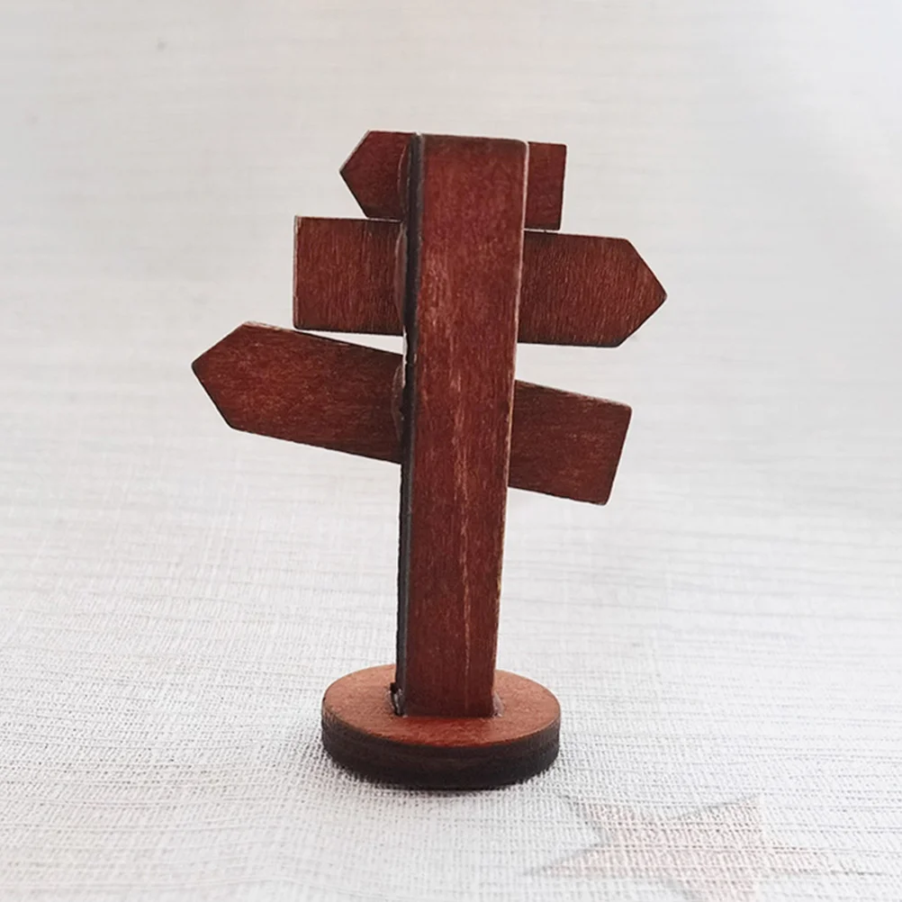 

2pcs Wooden Road Signs Micro Landscape Adornments Fairy Garden Decorations Miniature Street Signs Home Office Shelf Decor Photo