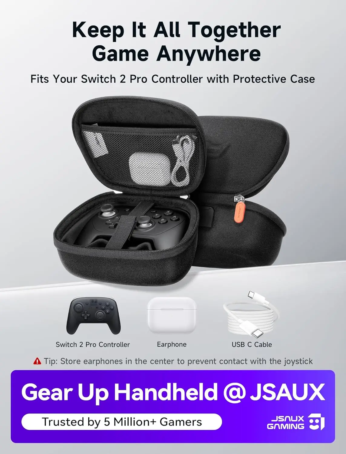 

Switch Case for Nintendo Switch 2 Pro, Portable Travel Carrying Case, Hard Shell EVA Protective Controller Bag for Switch 2 Pro
