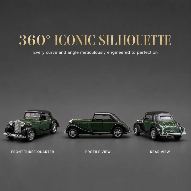 Modelo de coche de aleación fundida a presión, estilo clásico de los años 30, réplica de un coche de carreras antiguo, para decorar escritorios.