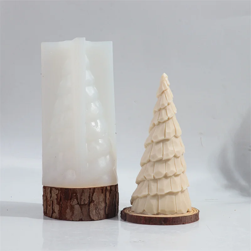 Large Christmas Scented  Candle Molds Silicone Pine Tree Christmas Tree Silicone Mold for Epoxy Resin Casting DIY Candles Making