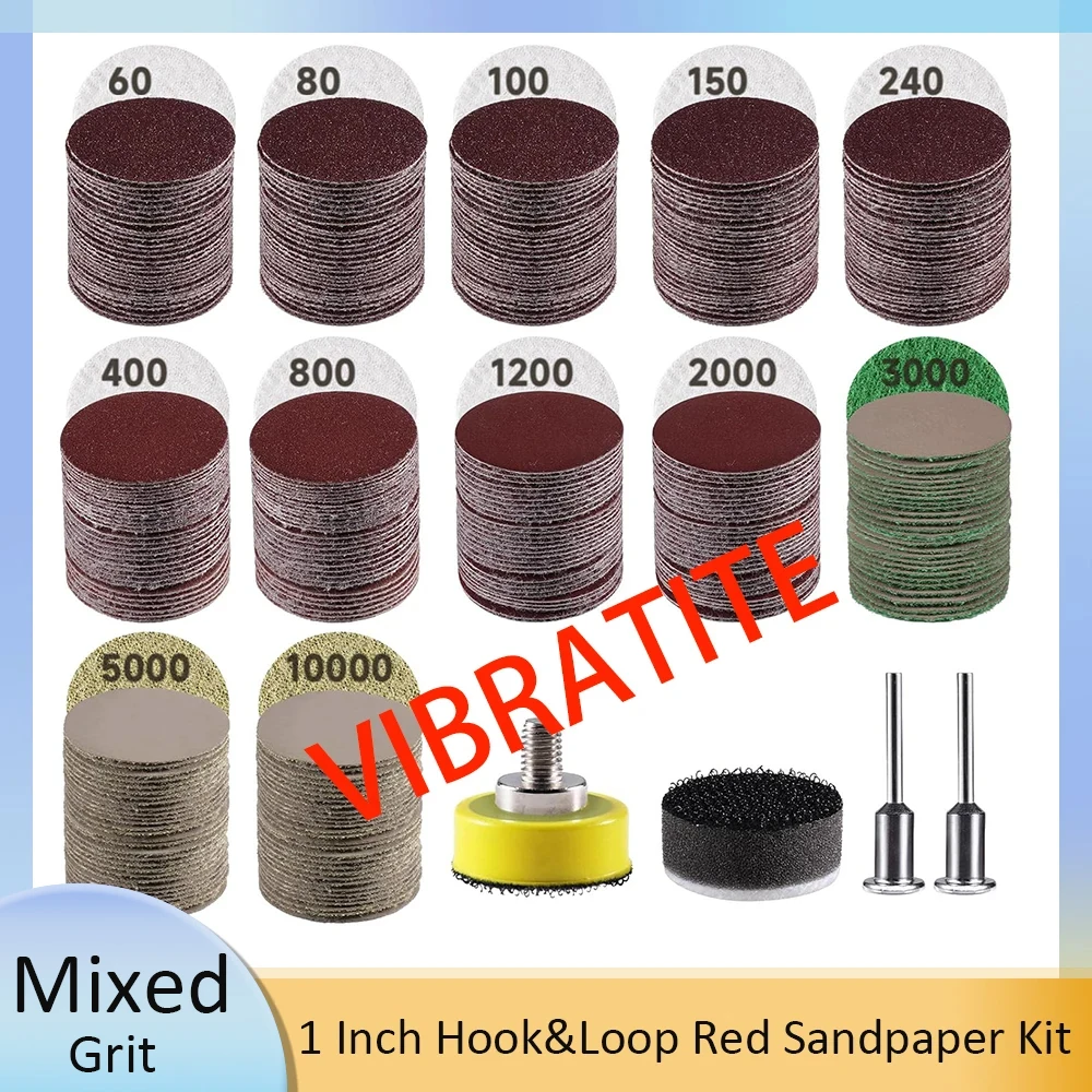 Wet Dry 1 Inch Sanding Disc Hook Loop Sandpaper Kit 60-10000Grit Foam Buffer Pad Backing Plate for Auto Metal Wood Jewelry