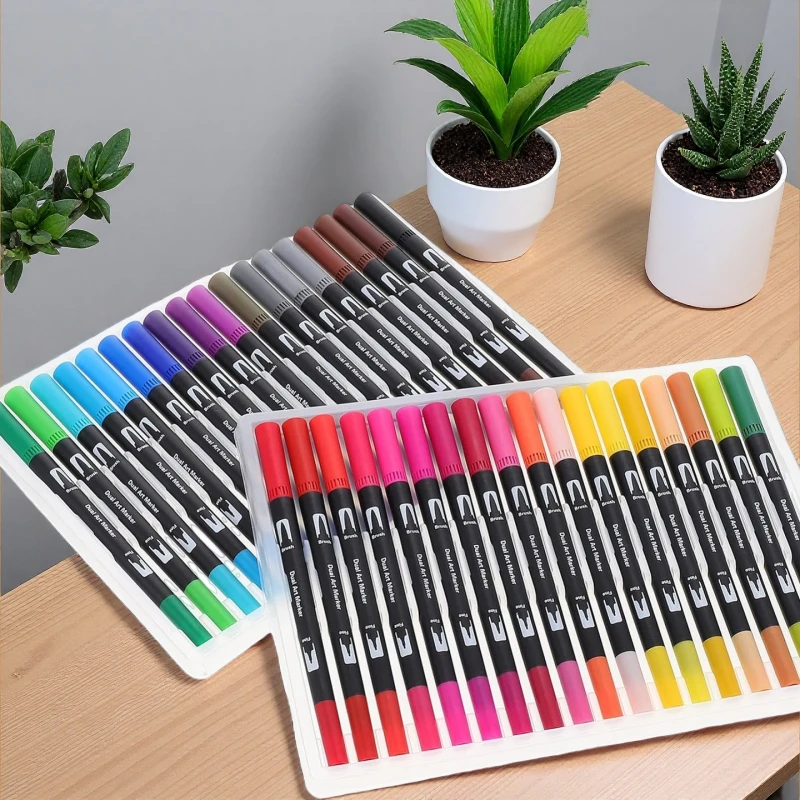 

12/24/36/48/60/100 Color Art Marker Dual Brush Pens Brush and Fine Tip Watercolor Drawing Painting Stationery Manga Supplies Set