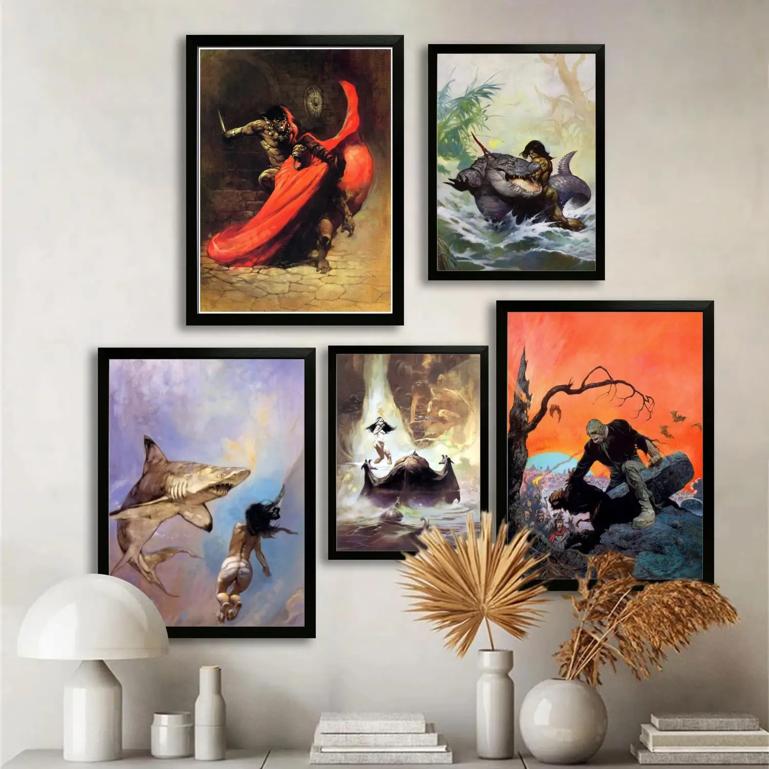 frank frazettas Canvas Art Poster and Wall Art, Picture Print, Modern Family Bedroom Decor,Decorative painting