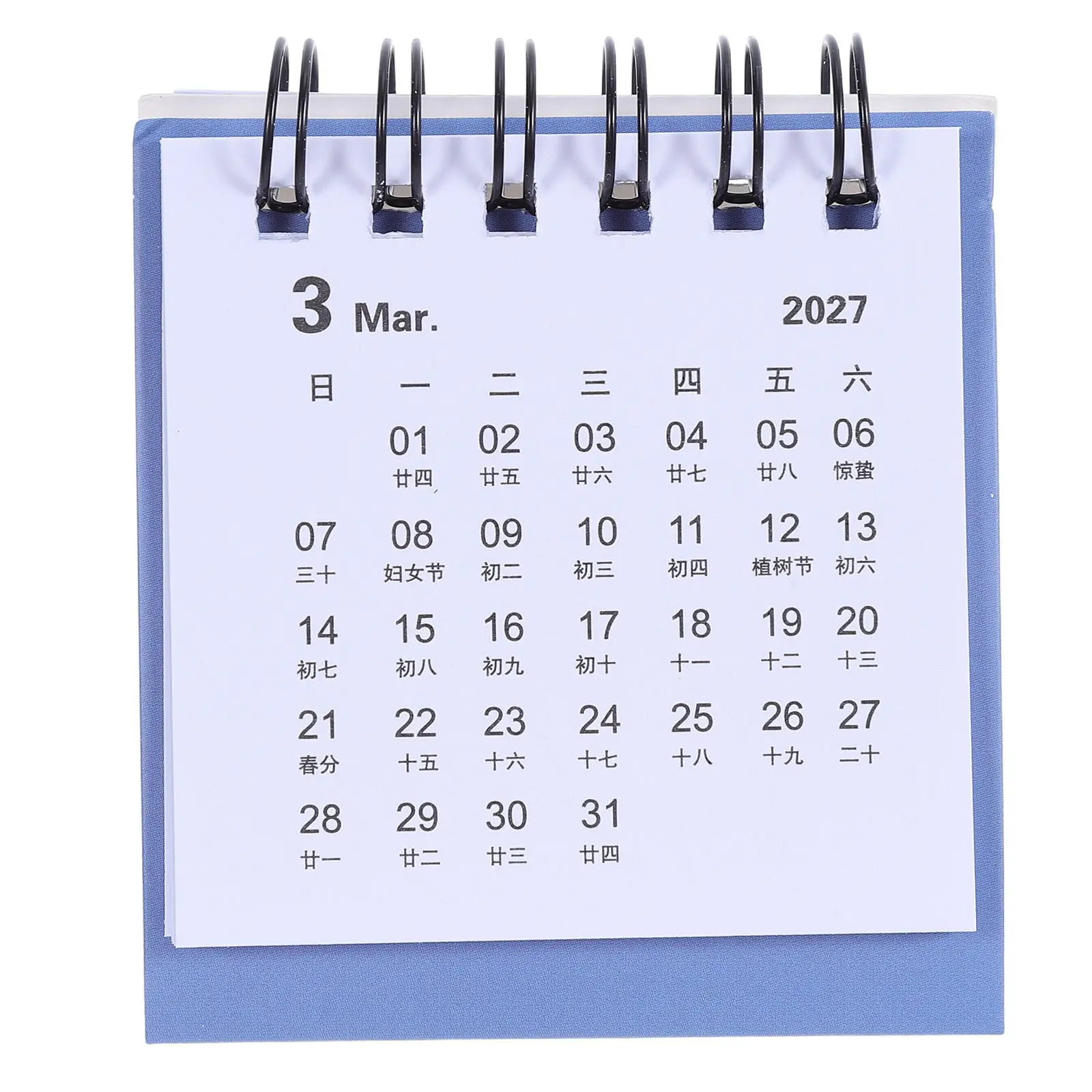 Cute Panda Small Desk Calendar 2027 Mini Standing Flip Desktop Scheduler Metal Ring Binding Home Office School