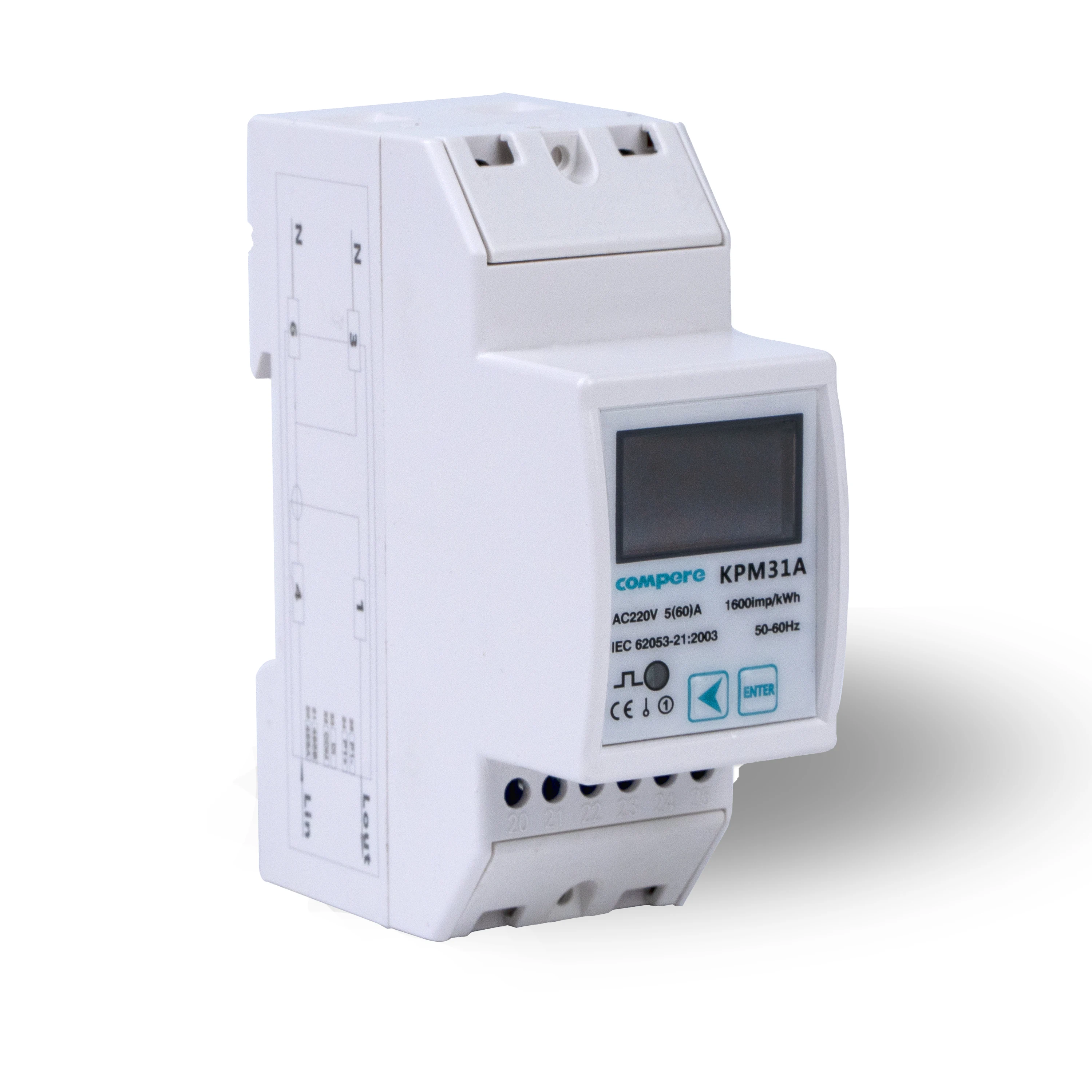 Medidor de energia monofásico rs485/modbus 60a kwh medidor de energia inteligente remoto em trilho din para sistema de monitoramento de energia on-line