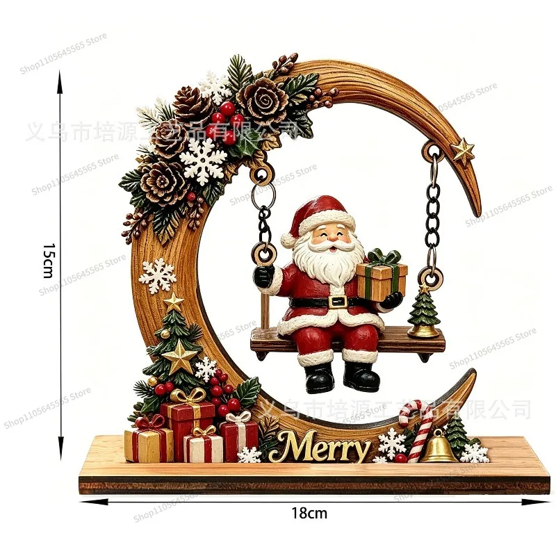 For Wooden Crescent Christmas Ornaments, Santa Swing Ornaments