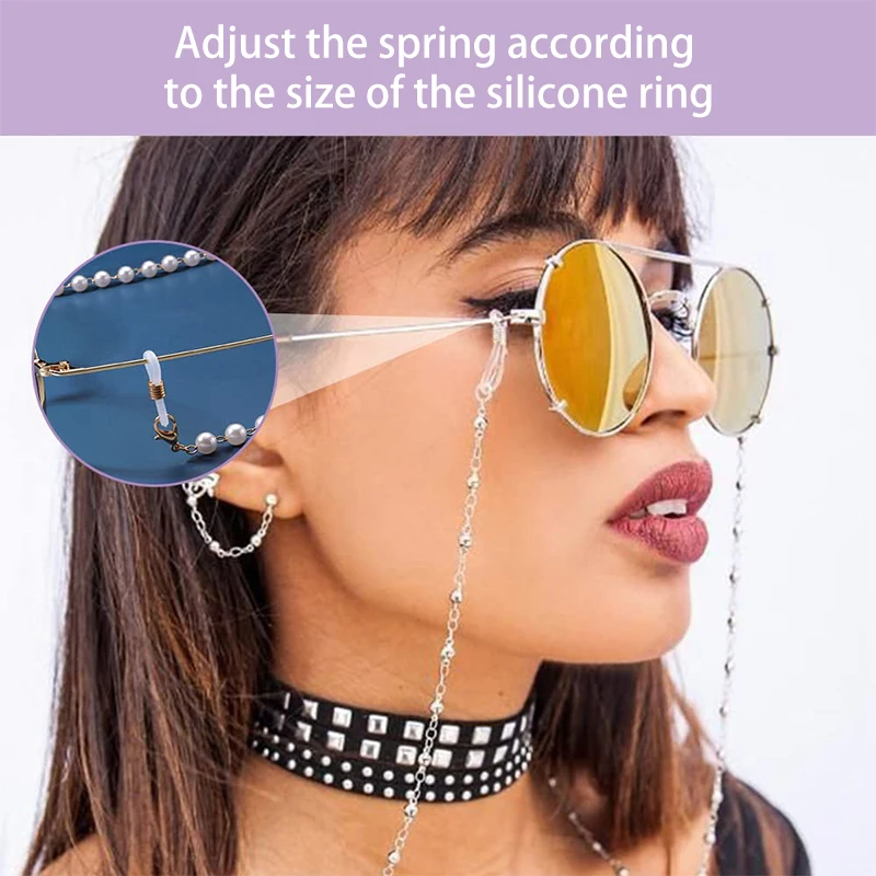 8pcs Earring Hook Stainless Steel Silicone Buckle Glasses Holder Sunglasses Belt End Connector Eyewear Chain Accessories