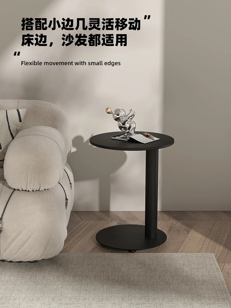 طاولة مستديرة طاولة القهوة غرفة المعيشة المنزل 2024 شقة صغيرة جديدة سوداء متحركة ضوء دوار فاخرة الراقية الحد الأدنى #5