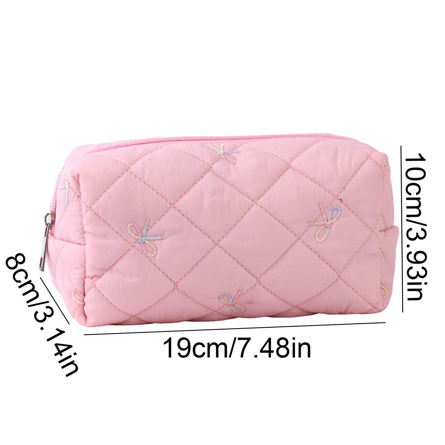 Student Pencil Case With Exquisite Bow Embroidery Ideal For Organizing Stationery Desktop Supplies Portable For Back-to-school view 2