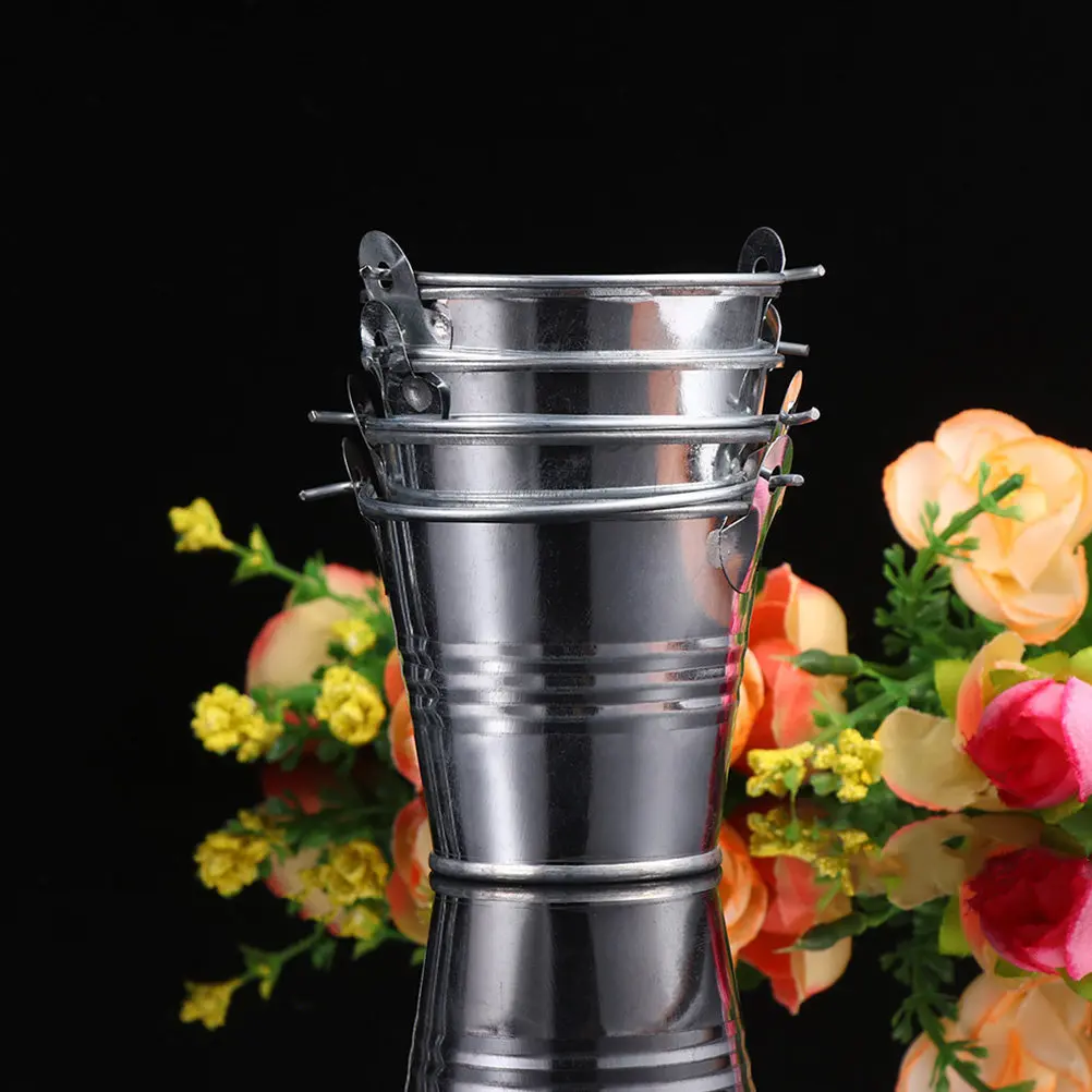 Small Metal Pails 6 Pack Iron Buckets with Handles for Flowers Succulents Candy Snacks and Party Decor