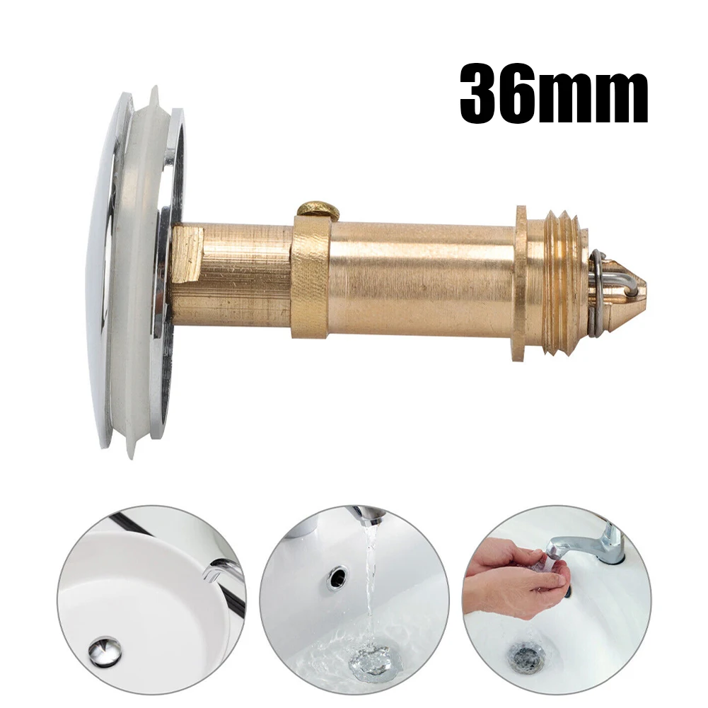 36mm Tap Pop-Up Basin Waste Chrome Sink Push Button Click Clack Plug+Bolt Suitable For Most Bathtubs, Sinks And Bathtubs