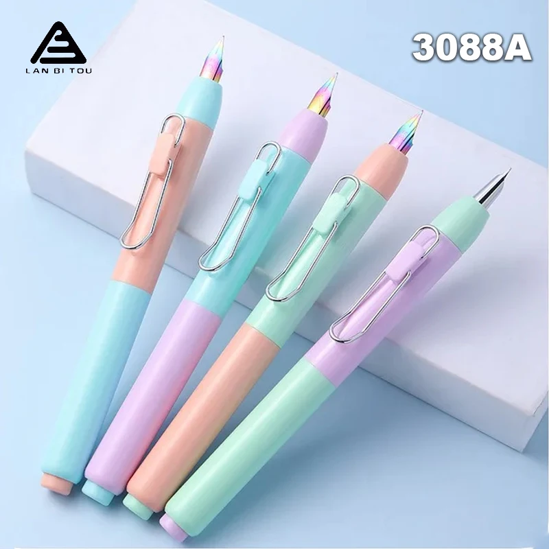 Lanbitou 3088A Press Fountain Pen Retractable Colorful Hooded Nib/EF Nib Luxury Pens Writing Office School Supplies Stationery