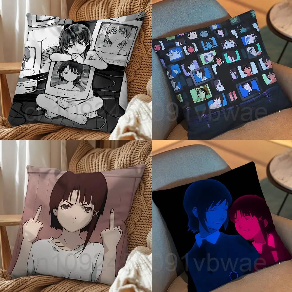 Alice Mizuki Lain Iwakura Experiments Pillow Case cover Nap Time  Sofa Living home Room Bedroom Backrest Cushion Square cojines